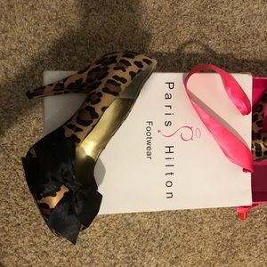 Paris Hilton leopard heels